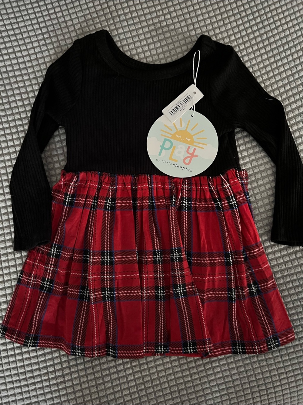 Little Sleepies Black & Red Plaid Girls' Long Sleeve Skater Dress NWT